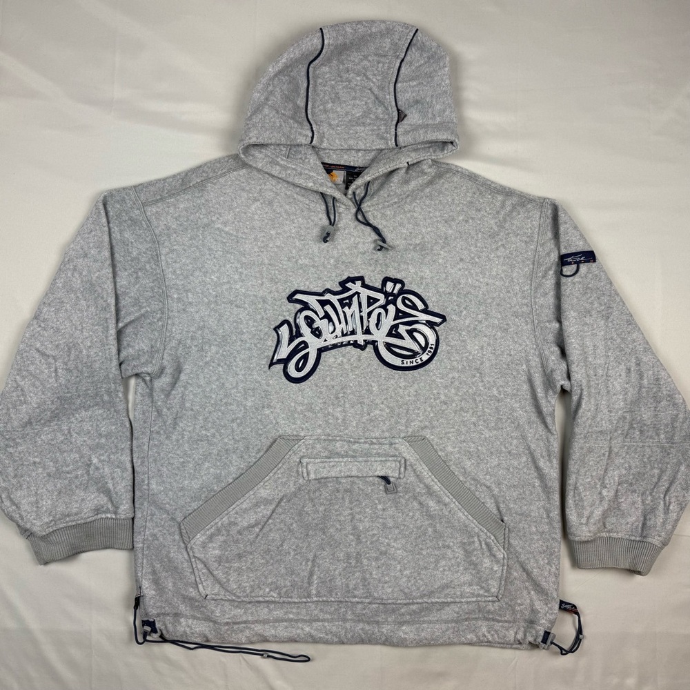 Vtg South Pole Mens Graffiti Fleece Hoodie Sweatshirt XL Y2K Oversized Grey B5